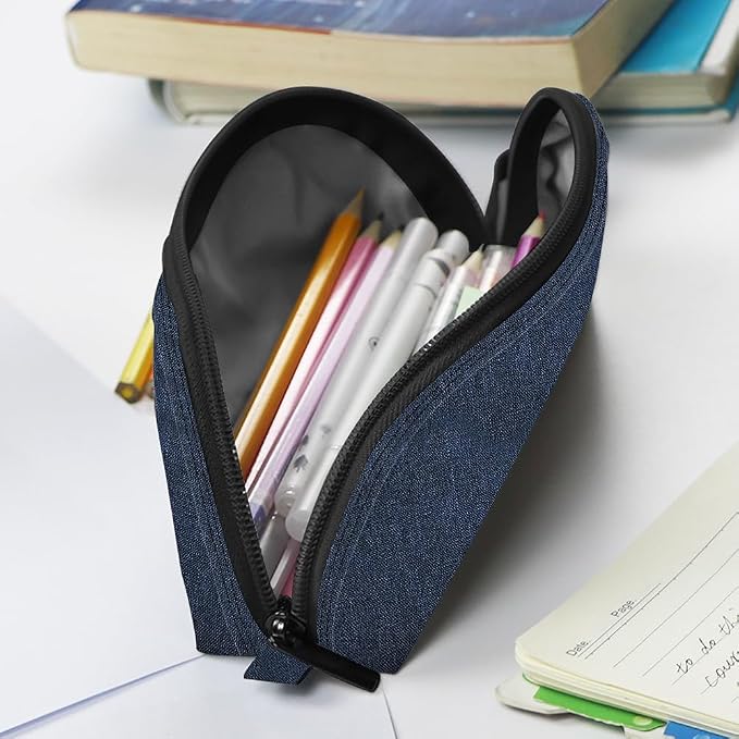 Gloppie Pencil Pouch - Practical Pencil Case, Aesthetic Simple Pencil Bag, Small Pen Holder, Back to School Supplies for Girls Boys, Blue