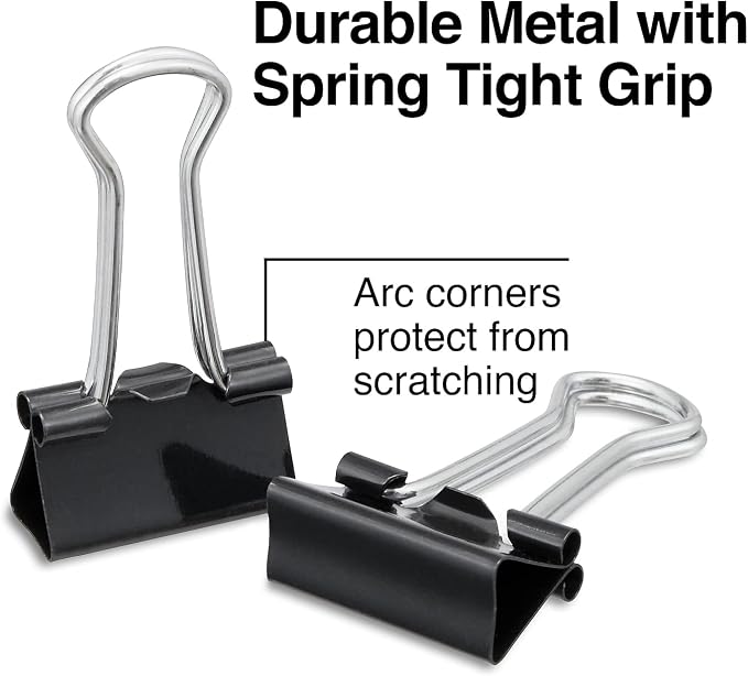 Staples Binder Clips, Small Size, 0.75" Width, Black, 432 Pack – Compact Clips for Paper Bundling & Office Filing