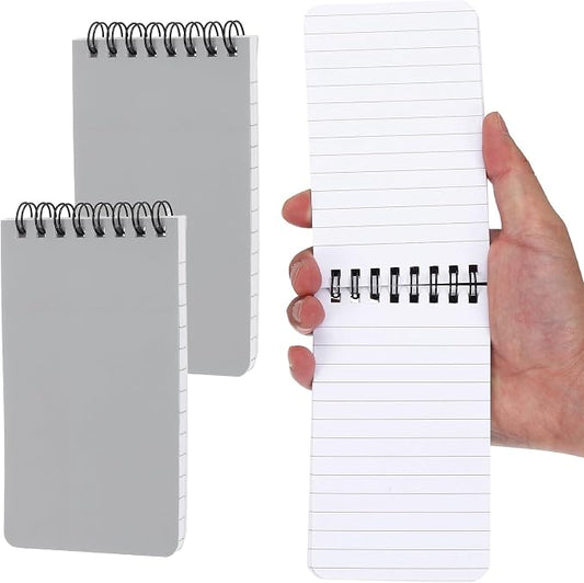 PATIKIL 3x5" Pocket Sketchbook, 2 Pcs Top Spiral Notebook Mini Lined Notebook Memo Pads 80GSM 60 Sheets/120 Pages Hard Cover Portable for Office Outdoor Travel Journal Draw, Light Gray