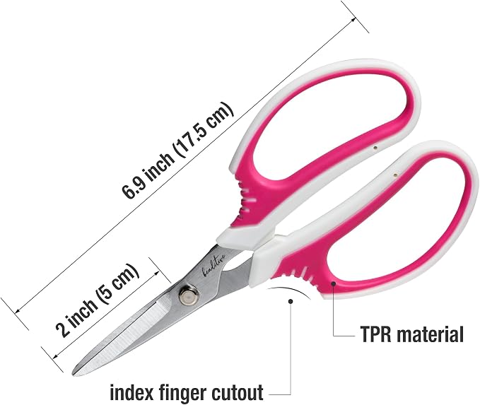 Beaditive Multipurpose Craft Scissors - High-Leverage Crafting Scissors with Sharp Carbon Steel Blades - Ergonomic Sewing Scissors for Heavy Duty Projects - Safe Office, Scrapbook, Leather Scissors