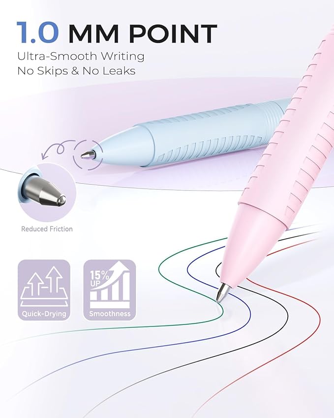 Four Candies Multicolor Pens, 4-in-1 Retractable Pens, 9 Count | Retractable Multi Color Pens Fast Dry, Smooth Writing for Planners and Journaling, Nurse Accessories for Work