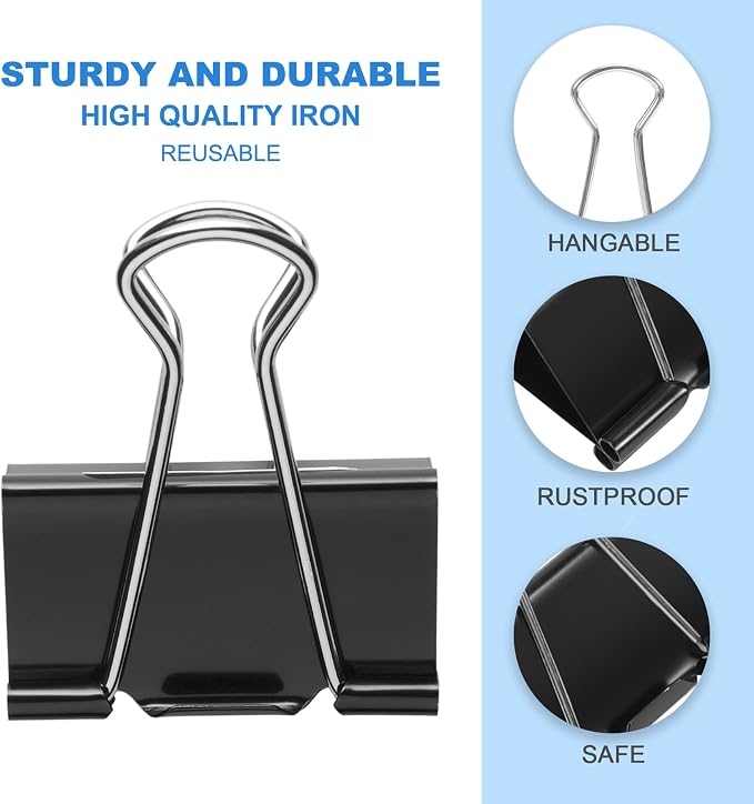 Binder Clips Assorted Sizes Including Extra Large Medium Small Mini and Micro, Office Supplies File Clamps Paper Clips, 6 Sizes in 6 Boxes, 208 PCS Metal Black Clamps for School | Including Extra Large Medium Small Mini and Micro, Office Supplies, File...