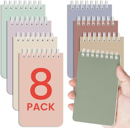 Taja Set of 8 Mini Pocket Notebook Top Spiral Nursing Notepads | Earthy Neutrals 3" x 5", Mini Little Spiral Notebook, Nursing Notepad, Perfect for Work, School, Office, Nurse, Travel