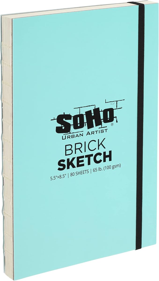 SoHo Urban Artist Brick Sketchbook Journals for Sketching, Drawing, Colored Pencils, Graphite, and More - Sketch 5.5"x8.5" (100 GSM, 80 Sheets) - 2 Pack