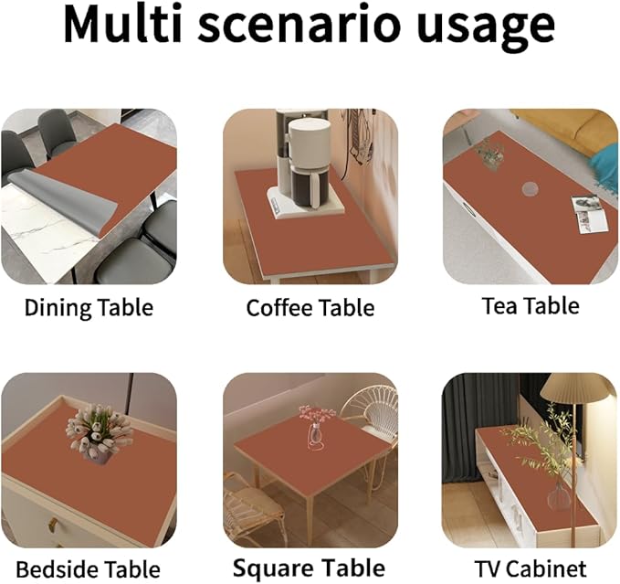 Faux Leather Table Cover,1.8mm Thick,12x48 Inch Table Protector,Glass Table Protector,Table Sticker Cover,Desk Covers On Top of Desks.(Brown+Gray,12x48)