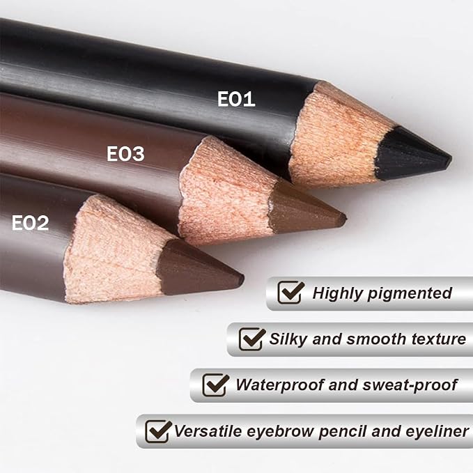 12Pcs Dark Brown Eyebrow Pencils for Women, Wooden Hard-Core Eyebrow and Eyeliner Pencil, Long Lasting Waterproof and Sweat-Proof, Beginner Makeup Brow Pencil (Dark Brown)