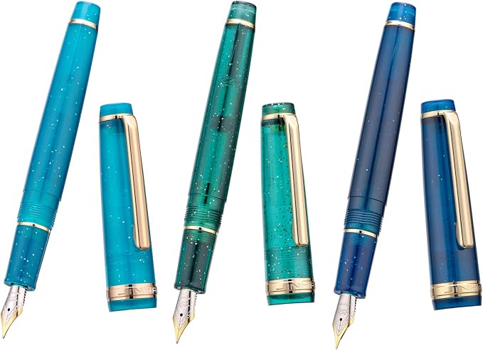 3 Jinhao 82 Fountain Pens Medium Nib Transparent Starlight with Converter | Mini Pocket Fountain Pen Daily Adorably Writing Instrument Writer