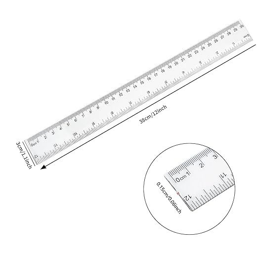 30 Packs Plastic Clear Rulers Bulk for Classroom, 12 Inch Ruler | Metric Ruler for Kids School Office Home Supplies, Measuring Drawing Tool, Easy-to-Read, PS Material Durable and Safe