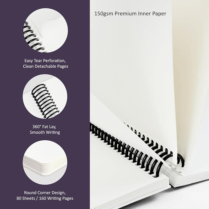 Hardcover Sketchbook,7.2"x8.3" Spiral Bound Drawing Pad,Violet Haze Garden | 150gsm(92lb)Acid-Free Thick Paper,Blank Art Journal for Adults,Artists&Beginners,Ideal for Sketching,Doodling and Mixed Media
