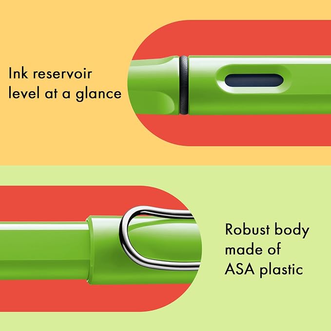 LAMY safari green - Fountain Pen with ergonomic grip & polished Left-Handed steel nib (LH) in size M - ideal for any Writing & Calligraphy - including LAMY T 10 blue cartridge