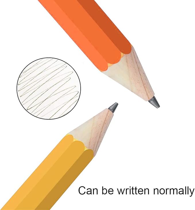 Giant Pencil, 14 Inch Big Jumbo Pencils, Funny Oversized Huge Comically Large Pencil with Cap for Prop/Gifts/Decor(Yellow/Orange)