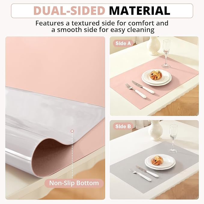 OstepDecor Pink Table Cover Protector 16 x 36 Inch, 1.5mm Thick Plastic Table Cover, Dining Table Protector Pad, Waterproof & Easy Cleaning PVC Desk Mat for Dresser, Coffee & Kitchen Wooden Tabletop