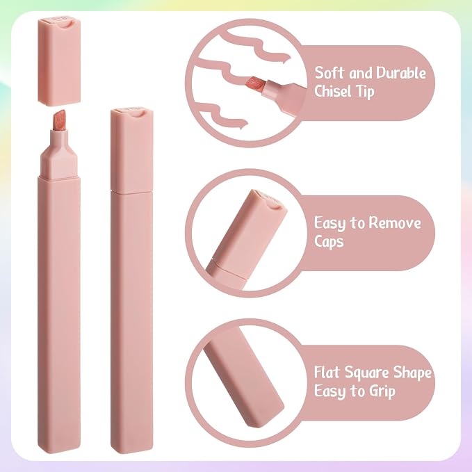 Marspark 120 Pcs Highlighters Bulk Chisel Tip Aesthetic No Bleed Cute Color Marker Pens for Journal Planner Notes School Study Office Supplies (Earthy Colors)