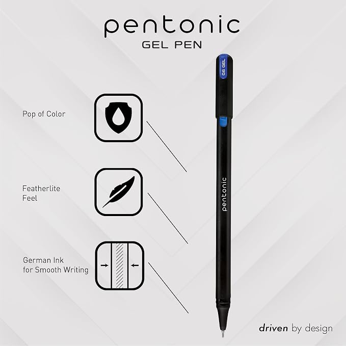 Pentonic Gel Pens, 24 Count, Assorted Colored Ink (12 Colors, 2 Of Each Color), Medium & Fine Point, Smooth Writing For Journaling (1002353)