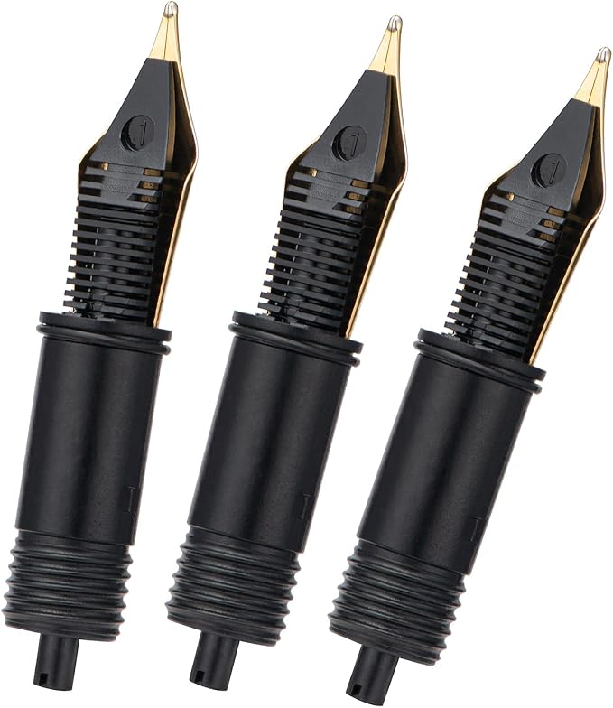 Set of 3 Jinhao 100 Fountain Pen Replacement Nib Fine Size with Black Section Feed Gold Trim-Compatible with Jinhao 100, 9036, 9065, 9016 and 9013