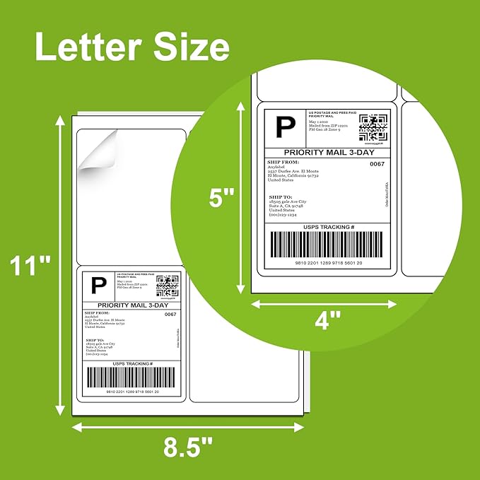 400 Labels 100 Sheets 4 Up Shipping Address Labels for Laser & Inkjet Printers, 4 per Page Sticker Paper, 4" x 5" Printable Labels