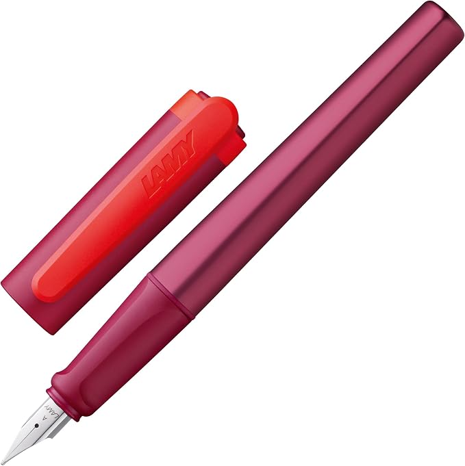 LAMY nexx multired – Fountain Pen with slip-proof grip & polished steel nib in size A - triangular aluminum body - including LAMY T 10 blue cartridge - Right-Handed
