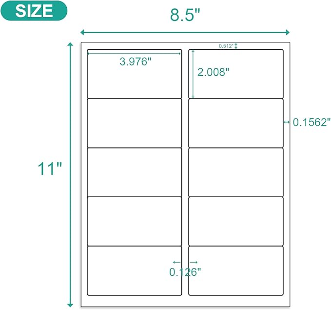 MFLABEL 2x4 Shipping Labels 10-UP - 500 Sheets (5000 Labels!) for Laser/Inkjet Printers | Industrial Adhesive for Boxes/Mailers | FBA & UPS Certified + Free 48 Fragile Stickers