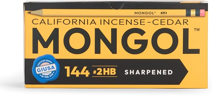 Mongol Classic Incense Cedar #2 Pencil - 144-Pack - Pre-sharpened, European Graphite Core, US Grown Cedar, Smudge Free Eraser – Nontoxic PMA Certified
