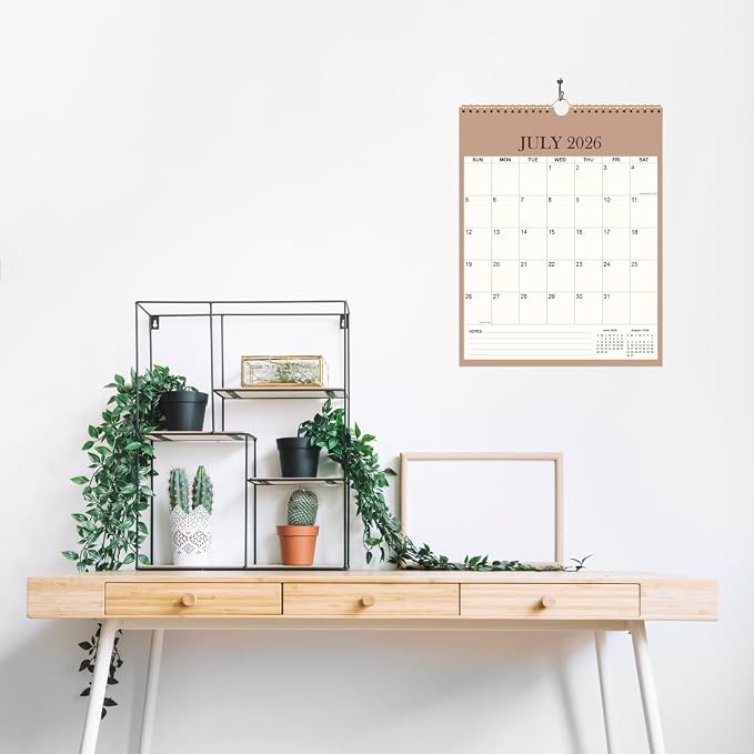Calendar 2026-2027 - 18 Months Wall Calendar from July 2026 - June 2027, Vertical Calendar, 12" x 14.5", Beige