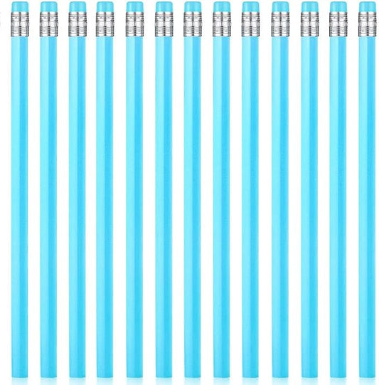 Tinlade 50 Pcs Blue Triangular Grip Pencils Wood Wedding Pencils HB Graphite Pencil Pack Eraser for Baby Shower Drawing Sketching Bridal Shower Office Supplies