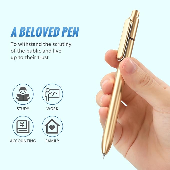 6 Pack Black Gel Pens 0.5mm Black Gel Ink Pens Bulk Quick Drying Pens,Gold | Retractable Roller Ball Fine Point Gel Pen,for Smooth Writing,ABS Case with Pocket Clip for Office ,Back To School