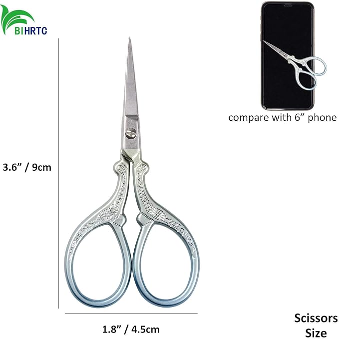 BIHRTC 3.6 Inch Small Embroidery Scissors Sharp Stainless Steel Needlepoint Scissors DIY Tool Dressmaker Shears for Sewing Crafting Needlework Houshold | Sharp Stainless Steel,Needlepoint Scissors,DIY Tool Dressmaker Shears for Sewing Crafting Needlewo...