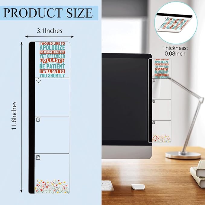 Monitor Memo Board Acrylic Sticky Note Holder Funny Sarcastic Office Desk Decor with 100 Self Stick Note Pads Not Yet Offended Quote