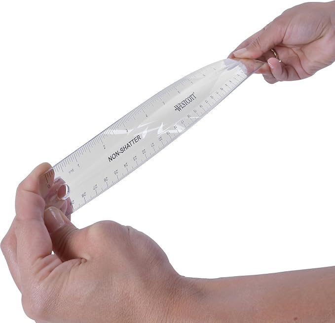 Westcott Shatterproof Ruler, Design with Easy-to-Read Markings, Back-to-Classroom, 12-Inch