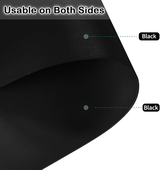 Desk Pad - 14x45 Inch Waterproof Easy to Clean Can Conceal Flaws Protector The Table Top from Scratches Used for Coffee Table Office Table Dresser(Black+Black 14x45)