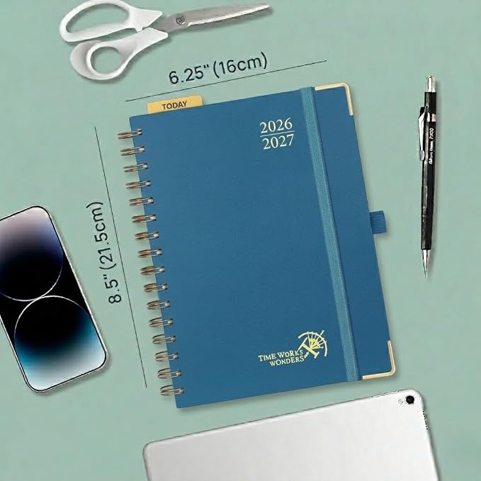 POPRUN 2026-2027 Weekly Planner 6.25" x 8.5" Weekly and Monthly Planner | Jul 2026 - Jun 2027 Daily Agenda Book with Hourly Schedule, Tabs, Hardcover, School and Office Supplies- Night Sky Navy Blue