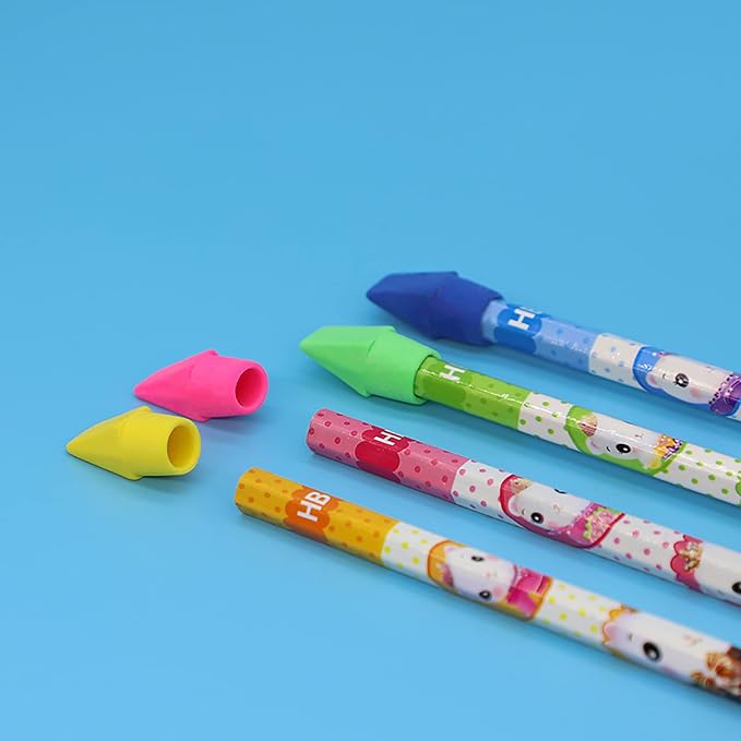 Nicunom 600 Pack Pencil Eraser Caps, 10 Colors Pencil Top Erasers Bulk, Kids Eraser Cap Pencil Eraser Toppers, School Supplies for Teachers Sudents Classroom Home and Office