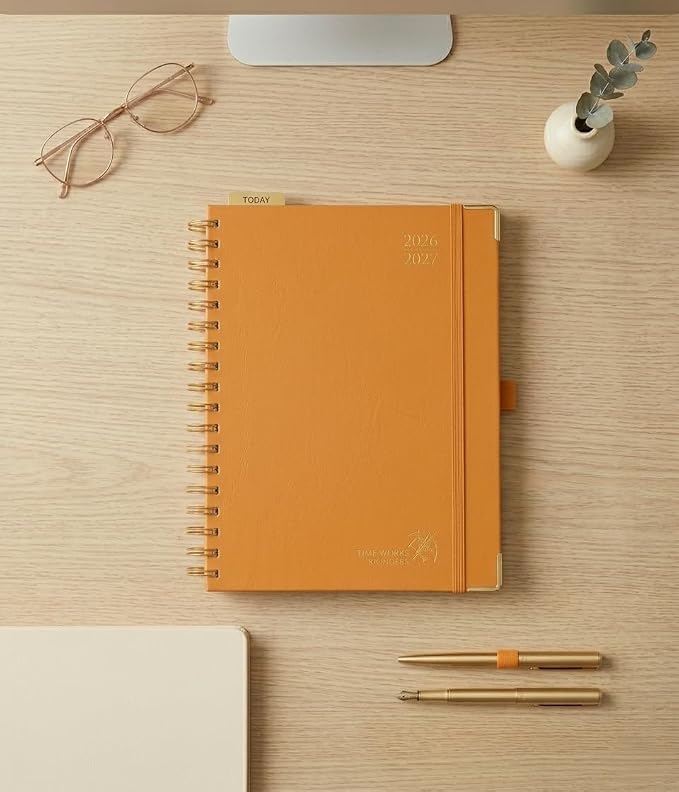 POPRUN 2026-2027 Weekly Planner 10" x 8"Weekly and Monthly Planner Calendar | Jul 2026 - Jun 2027，Daily Agenda Book & Appointment Book with Hourly Schedule, Tabs, Hardcover- Orange