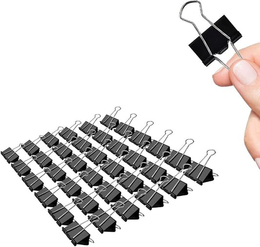 Binder Clips, 36 Pack, 1 Inch 25mm Black Metal Fold Clamps, Capacity 0.47 Inch, Heavy Duty Paper Clip for Sorting, Invoice Binding, Office School Household Daily Use