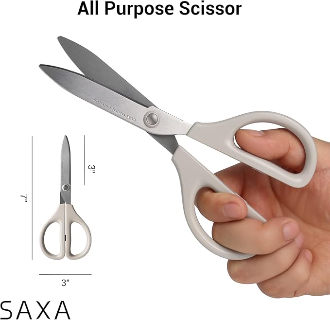 Kokuyo 7“ Scissor All purpose with Hybrid Arch Stainless Steel Blade, Off-White, Sharper Cutting Performance Heavy Duty Cutter for Office Home School Craft Supplies (HSM-A100LS)