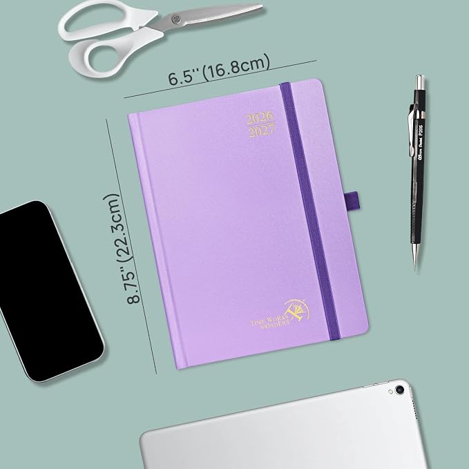 POPRUN 2026-2027 Academic Planner, 6.5" x 8.75", Weekly and Monthly Calendar, July 2026 to June 2027, Hardcover Appointment Book with Vertical Layout, Hourly Time Slots, Monthly Tabs - Pacific Green