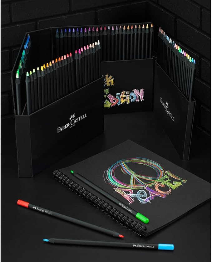 Faber-Castell Black Edition Colored Pencils, 100 Count, Storage Sleeve