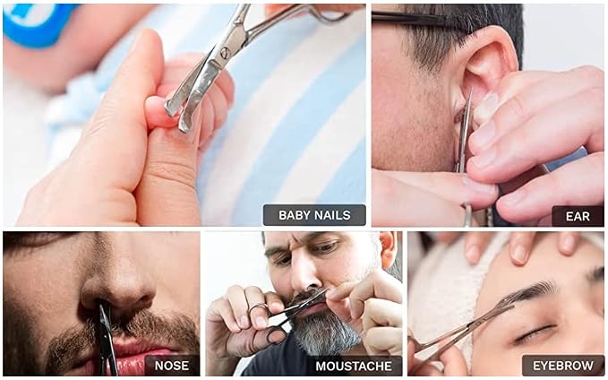 Rounded Stainless Steel Small Facial Hair Scissors, 3.7 Inches - Rounded Tip Scissors for Nose Hair, Mustache, Beard, Eyebrows, Eyelashes & Baby Nails