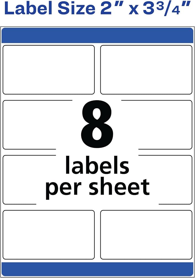 Avery Print-to-the-Edge Printable Shipping Labels, 2" x 3.75", Matte White, Sure Feed Technology, Laser & Inkjet Printer Compatible, 200 Blank Labels per Pack (5 Packs of 6873)