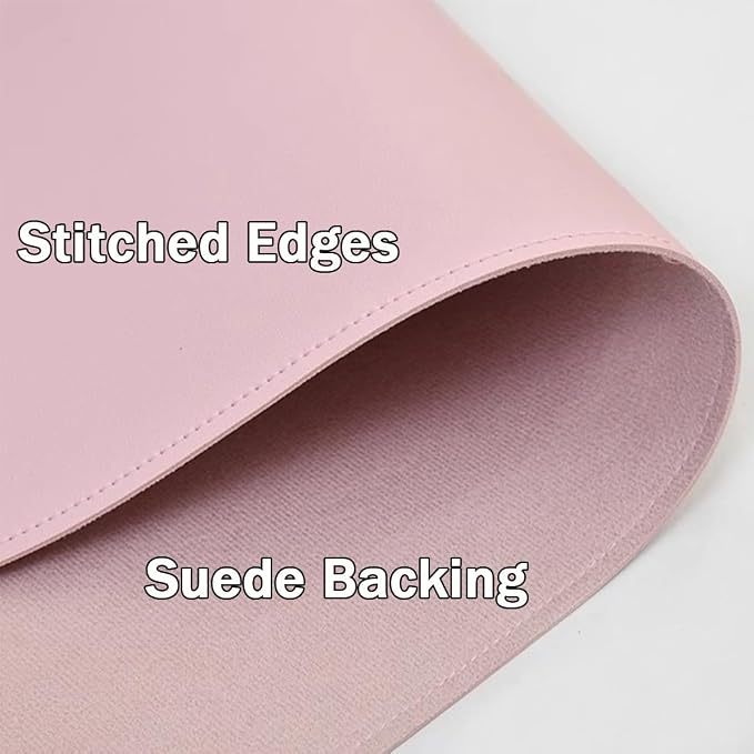 Edge-Locked Leather Desk Pad, Desk Blotter with Full Grip Fixation Lip, Waterproof Large Office Table Mat, Non-Slip Laptop Mouse Pads for Work Typing Writing (Grey,31.5"x15.7")