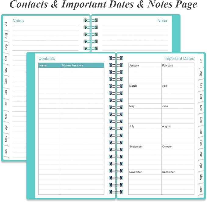 2026-2027 Pocket Planner/Calendar - 2026-2027 Planner from July 2026 - June 2027, Planner 26-27 with 12 Tabs, Twin-Wire Binding, Inner Pocket, 3.75" x 6.75, Teal