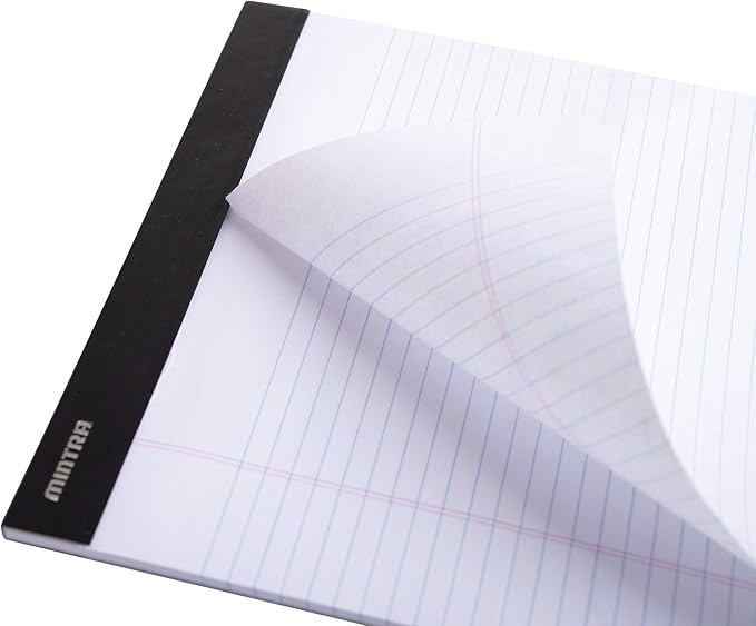 Mintra Office White Legal Pads – Ruled Notepads and Micro-Perforated Sheets, Ideal for Writing, Note-Taking & Creativity, Office, or Professional Use, Premium Pad 6 pack, 8.5"x11" (Wide Ruled)