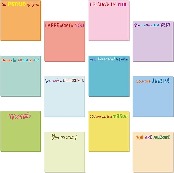 Yinder 24 Pcs Sticky Notes Gifts Bulk,Thank You,Elegant Color