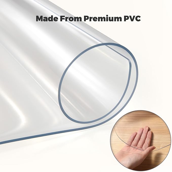 Yecaye Office Chair Mat for Hardwood Floor, Clear Computer Desk Chair Mat, PVC Heavy Duty Floor Protector for Rolling Chairs, 1.7mm Thick Chair Mat (Transparent, 46" x 60" x0.07'')