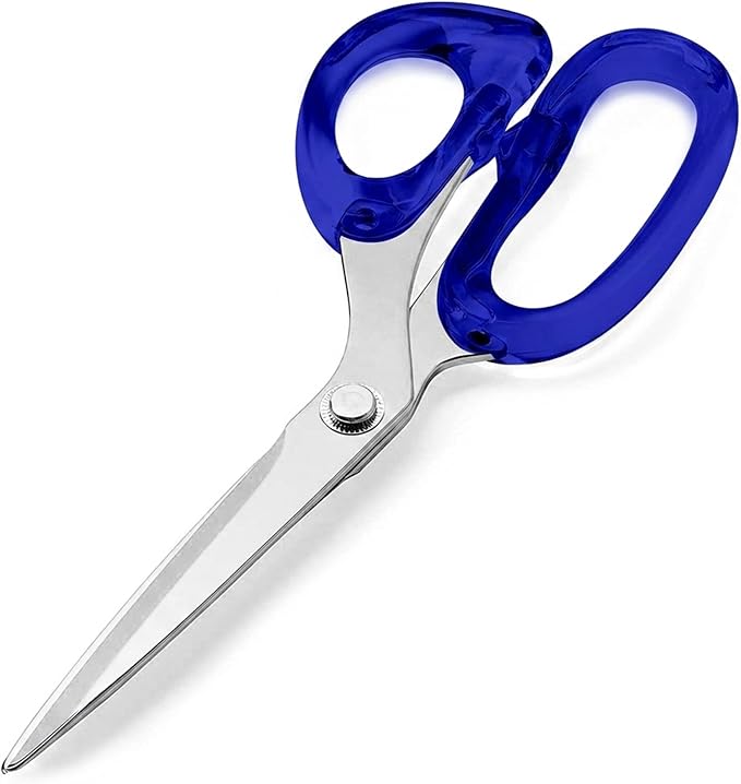 OfficeGoods 9” Stainless Steel Acrylic Scissors for Office and Home - Aesthetic and Sharp All Purpose Scissors, Perfect for Sewing, Arts and Crafts - Blue Silver Metal