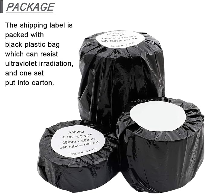 30252 White Paper Address Label 1-1/8" x 3-1/2" Compatible with Dymo LW 450 | For LabelWriter 330 400 450 Twin Turbo 4XL Printer, 350 Stickers Per Roll, 1 Roll, Thermal label maker refills