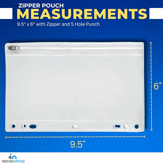 1InTheOffice Clear Pencil Pouch For 3 Ring Binder, Ring Binder Pockets with Zipper, Vinyl, 4 Pack