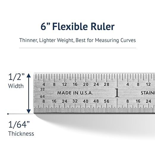 PEC Tools 6” Machinist Pocket Ruler – 10 Pack Bundle, Stainless Steel with Pocket Clip, Round End, 32nds and 64ths Graduations on Front, Decimal Equivalents Chart on Back, Made in USA