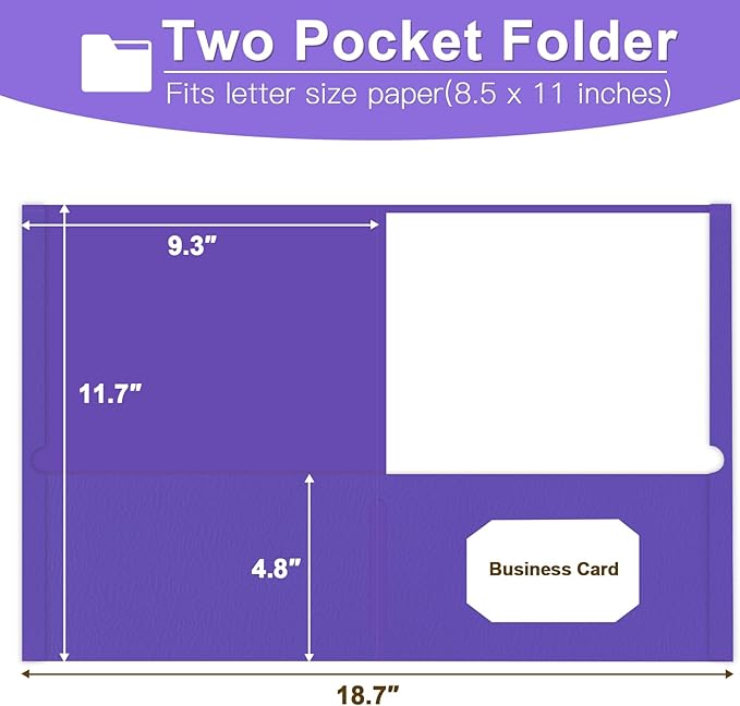 Folders with Pockets, LAYZZ 30 Pack Paper Pocket Folders, 2 Pocket File folders Fits Letter Size Paper, for School Office and Home (Purple)