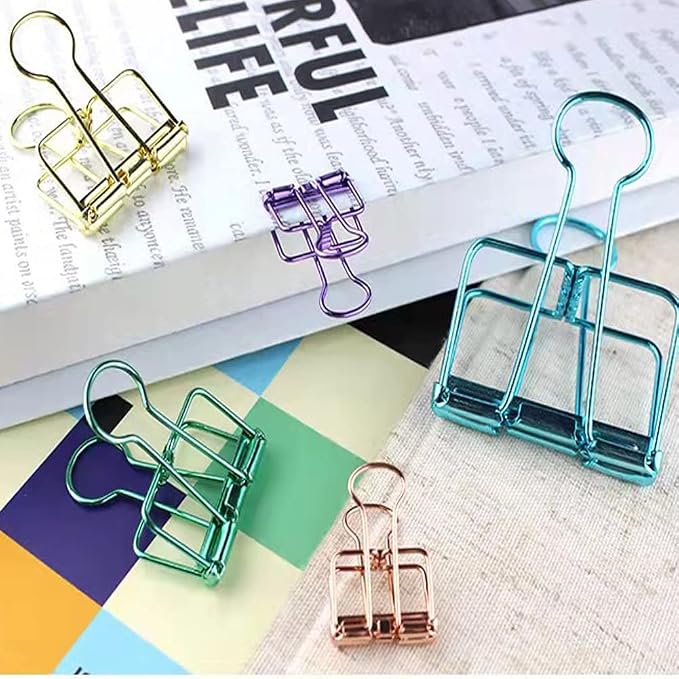 20PCS Medium Metal Binder Clips - Bronze, Paper Clamps for Office Supplies, School, Personal Document Organizing